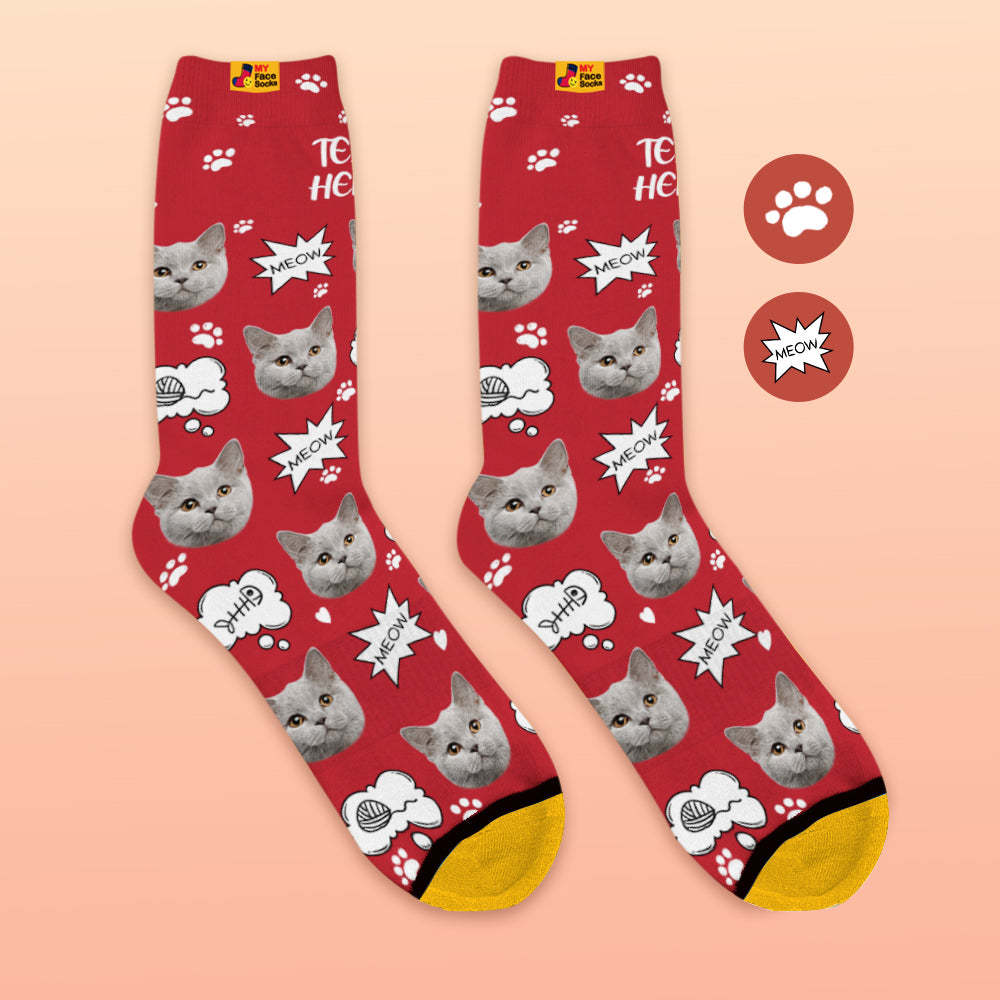 Custom 3D Preview Socks My Face Socks Add Pictures and Name - Meow - MyFaceSocksAu