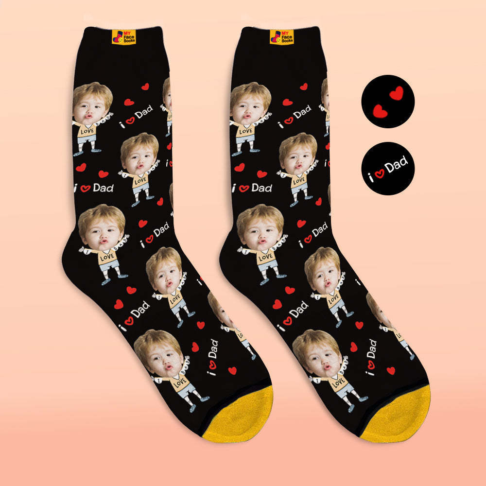 Custom Face Socks Photo 3D Digital Printed Socks I Love Dad - MyFaceSocksAu