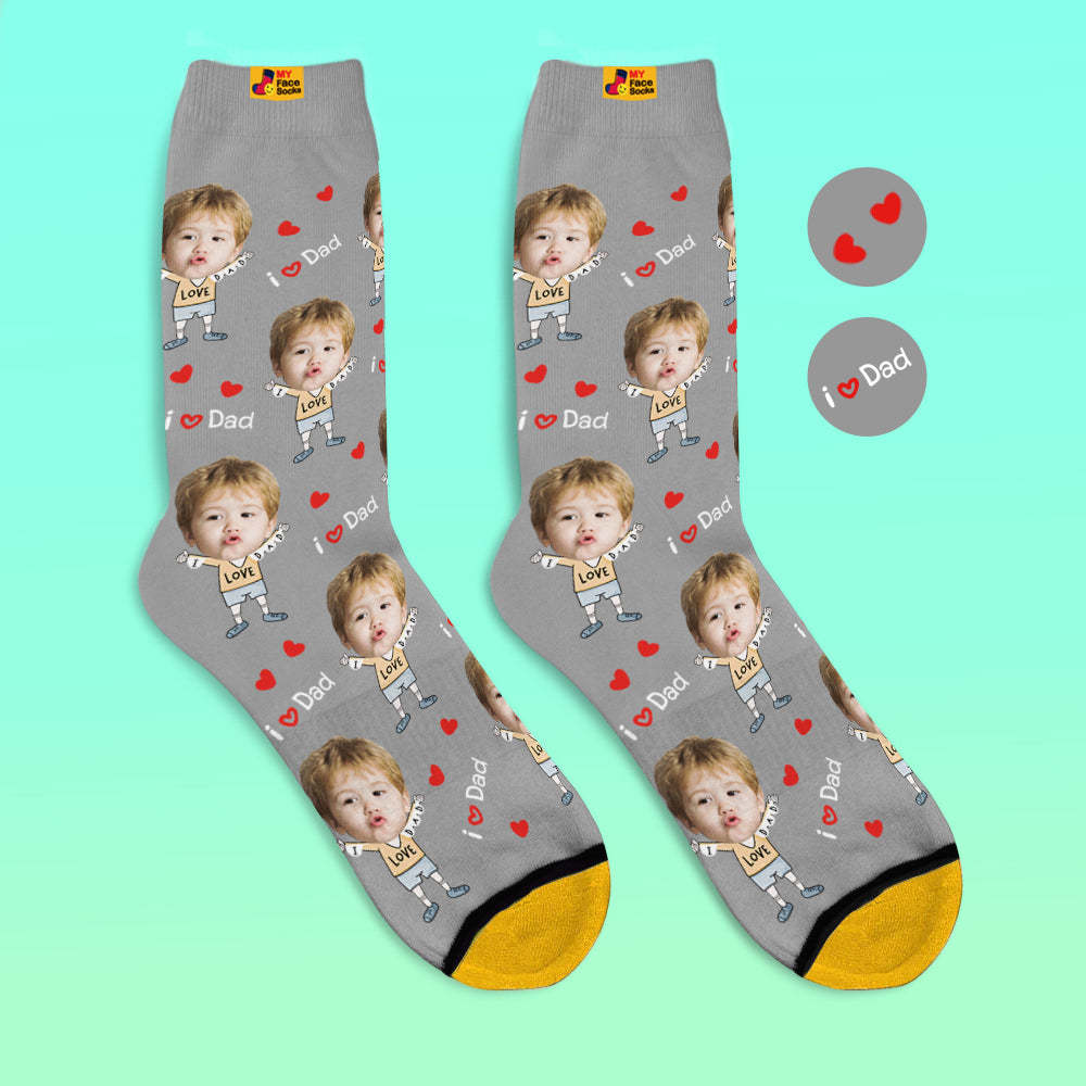 Custom Face Socks Photo 3D Digital Printed Socks I Love Dad - MyFaceSocksAu