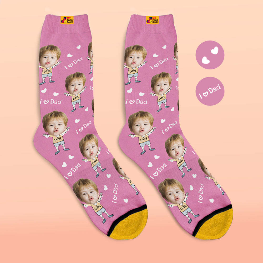 Custom Face Socks Photo 3D Digital Printed Socks I Love Dad - MyFaceSocksAu