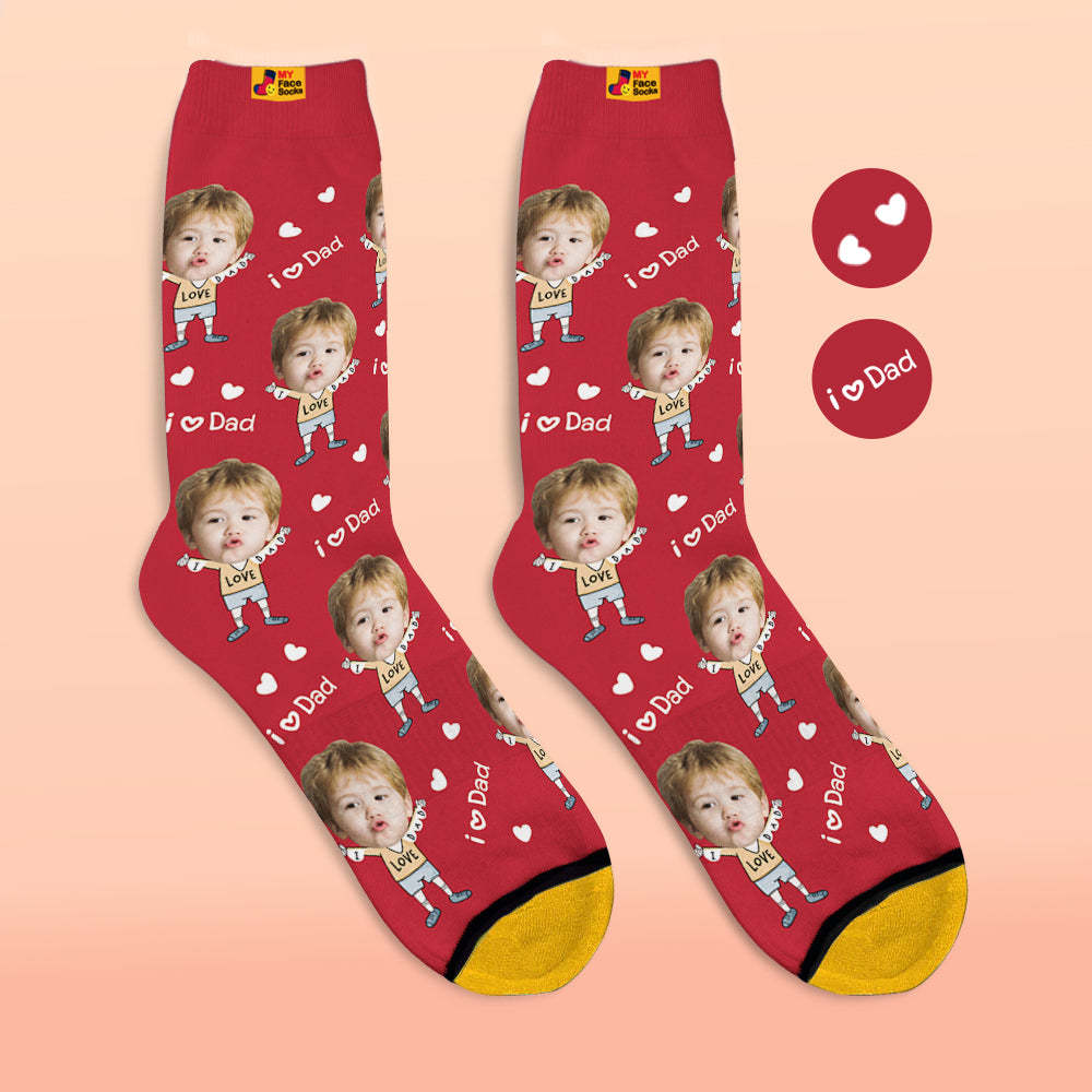 Custom Face Socks Photo 3D Digital Printed Socks I Love Dad - MyFaceSocksAu