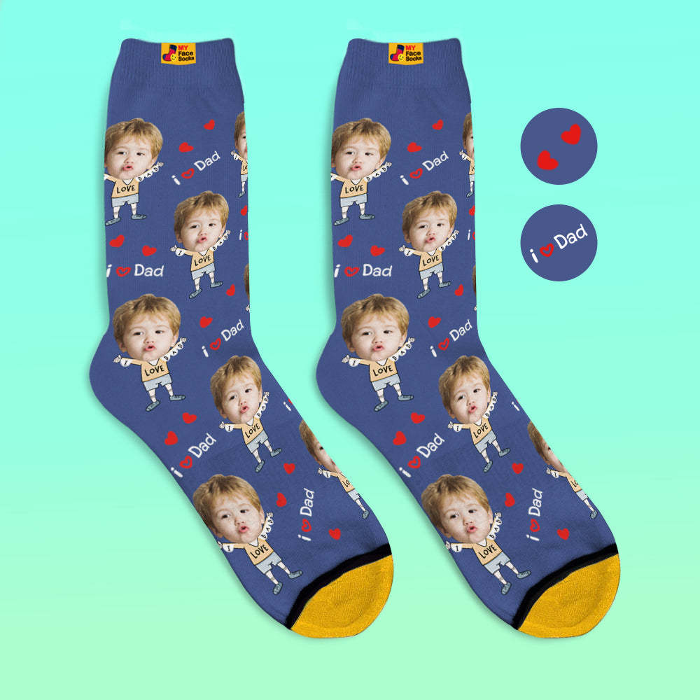 Custom Face Socks Photo 3D Digital Printed Socks I Love Dad - MyFaceSocksAu