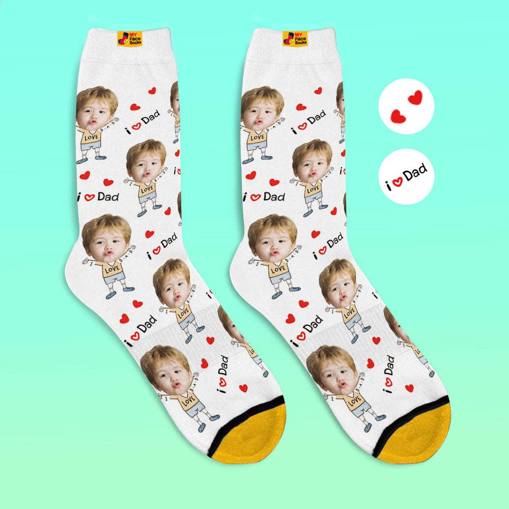 Custom Face Socks Photo 3D Digital Printed Socks I Love Dad - MyFaceSocksAu