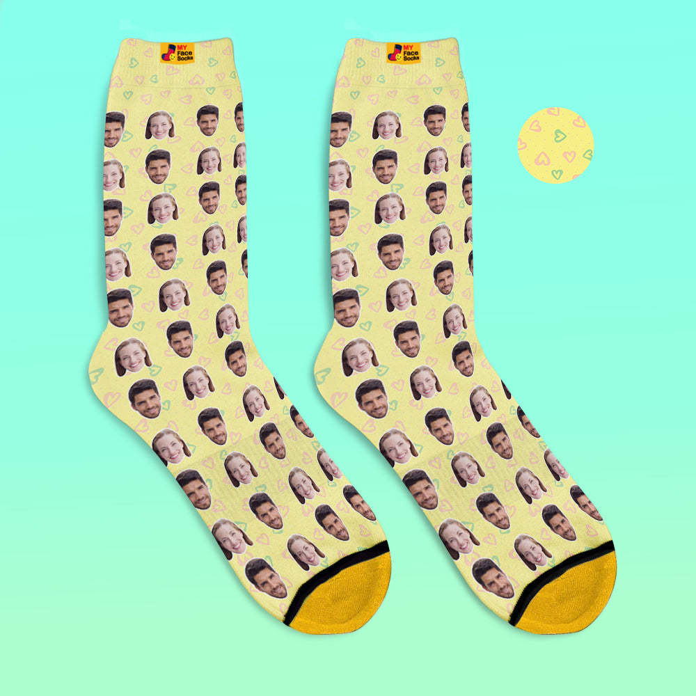 Custom 3D Digital Printed Socks Personalized Photo Socks Add Pictures and Name Heart - MyFaceSocksAu