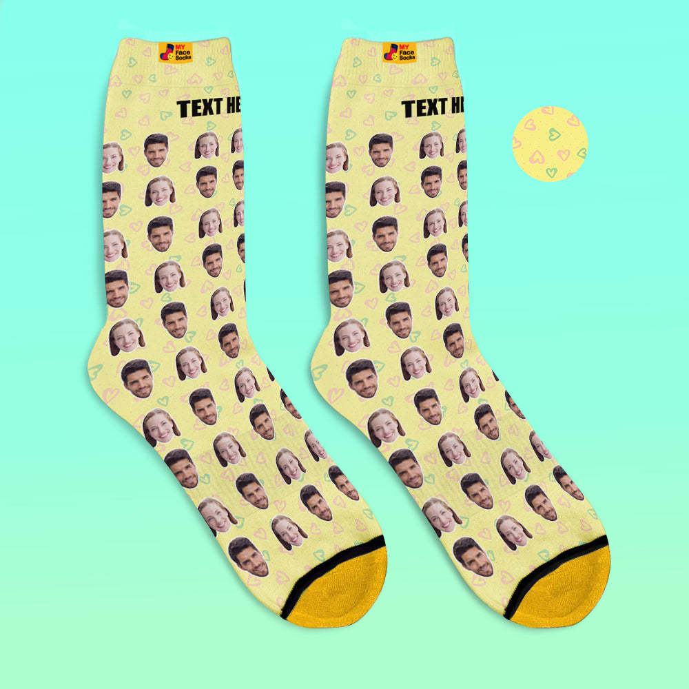 Custom 3D Digital Printed Socks Personalized Photo Socks Add Pictures and Name Heart - MyFaceSocksAu