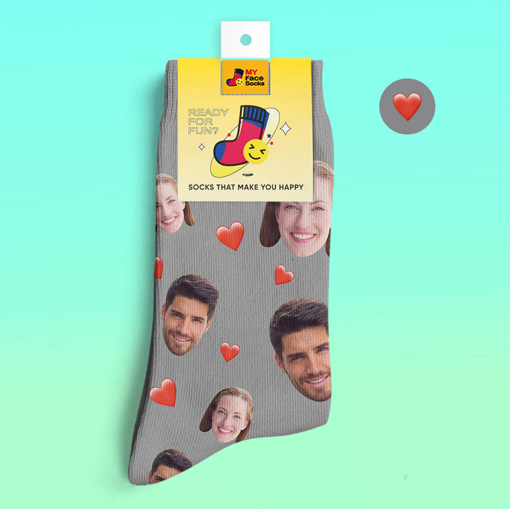 Custom 3D Digital Printed Socks Colorful Candy Series Soft Heart Socks - MyFaceSocksAu