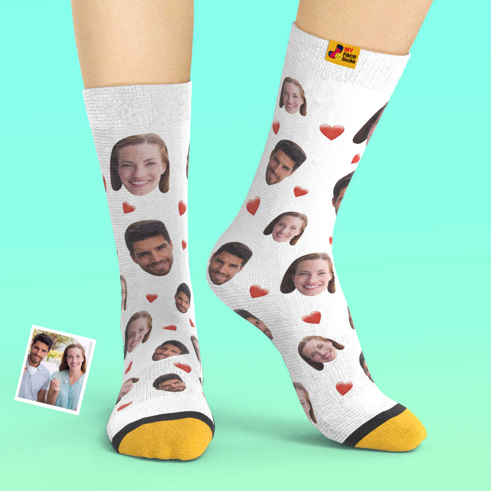 Custom 3D Digital Printed Socks Colorful Candy Series Soft Heart Socks - MyFaceSocksAu