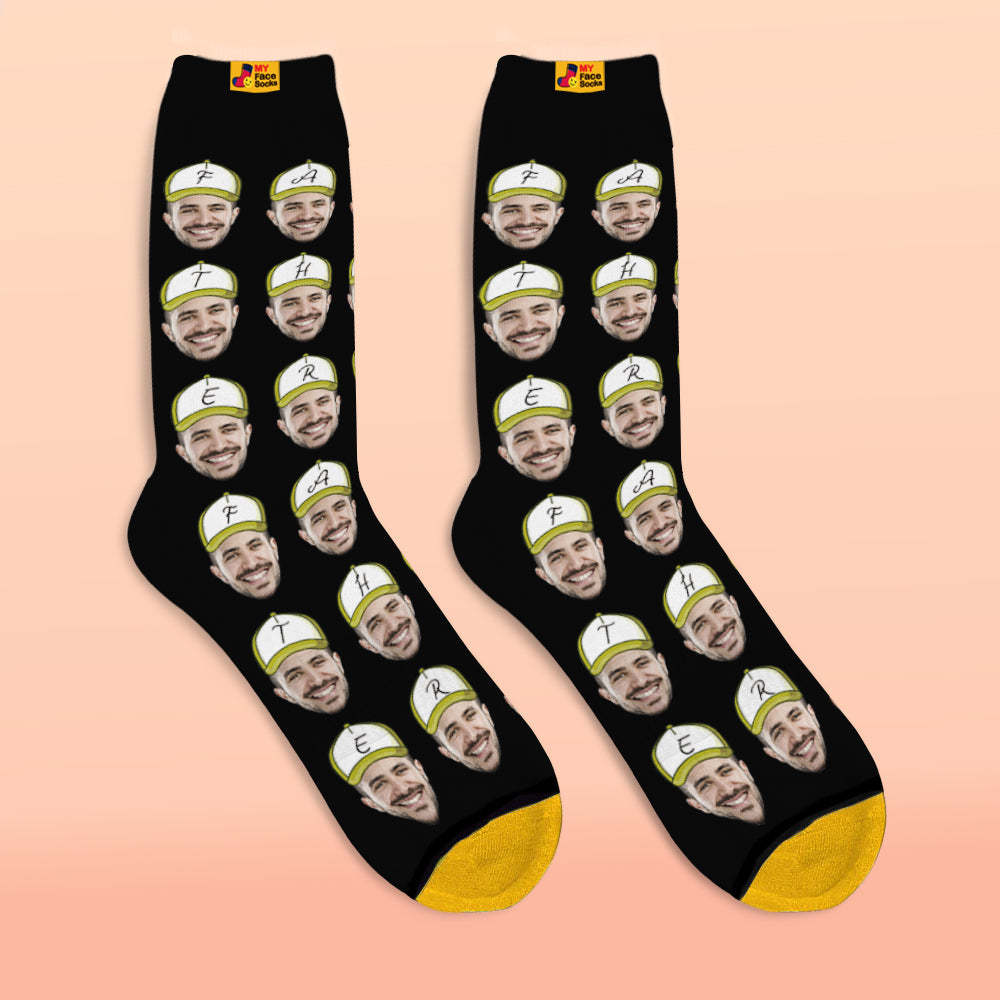 Custom 3D Digital Printed Socks Add Pictures and Name Father Face Socks - MyFaceSocksAu