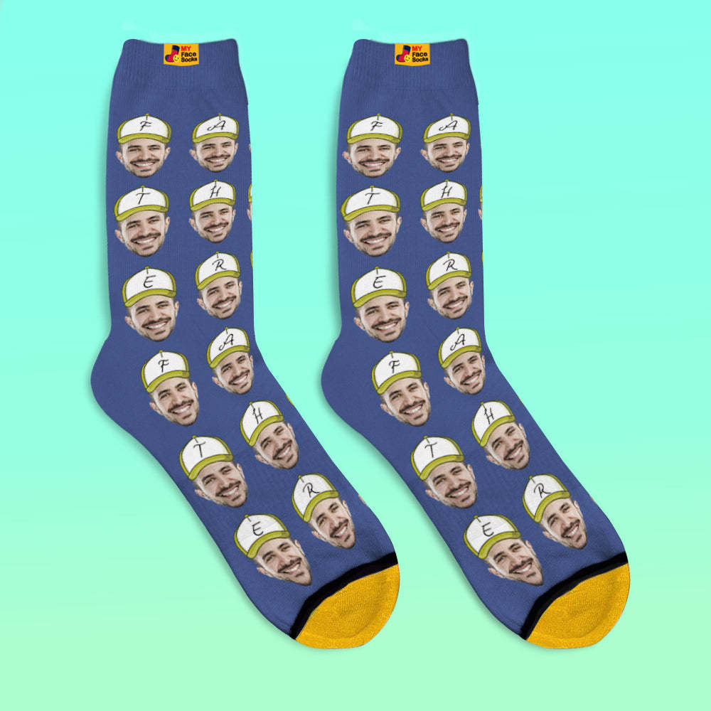 Custom 3D Digital Printed Socks Add Pictures and Name Father Face Socks - MyFaceSocksAu
