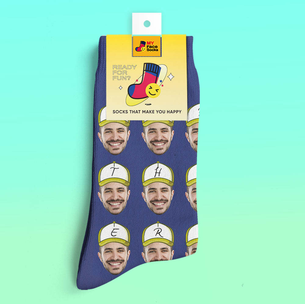 Custom 3D Digital Printed Socks Add Pictures and Name Father Face Socks - MyFaceSocksAu