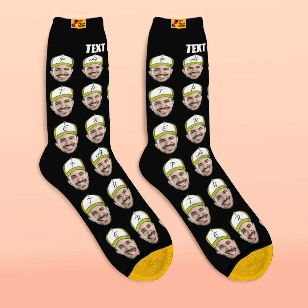 Custom 3D Digital Printed Socks Add Pictures and Name Father Face Socks - MyFaceSocksAu