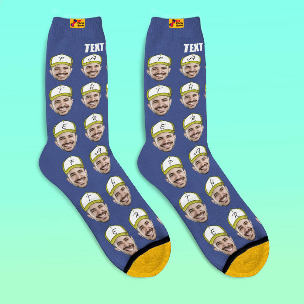 Custom 3D Digital Printed Socks Add Pictures and Name Father Face Socks - MyFaceSocksAu