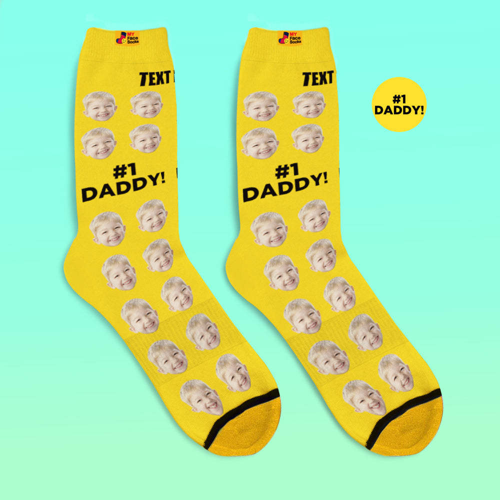 Custom 3D Digital Printed Socks Add Pictures and Name Socks Gifts For Dad #1 Daddy