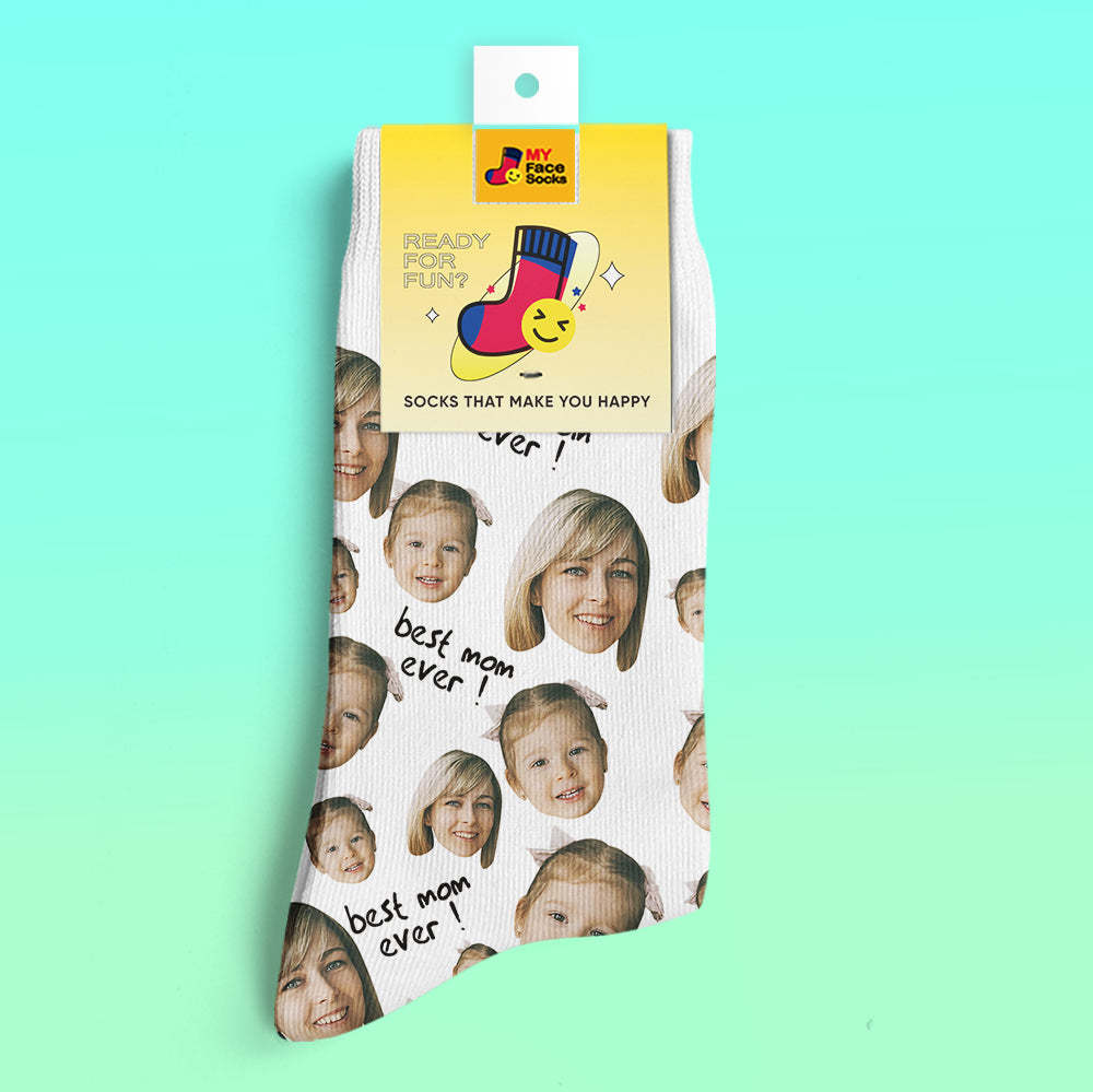 Custom 3D Digital Printed Socks Gifts For Mother Best Mom Ever - MyFaceSocksAu