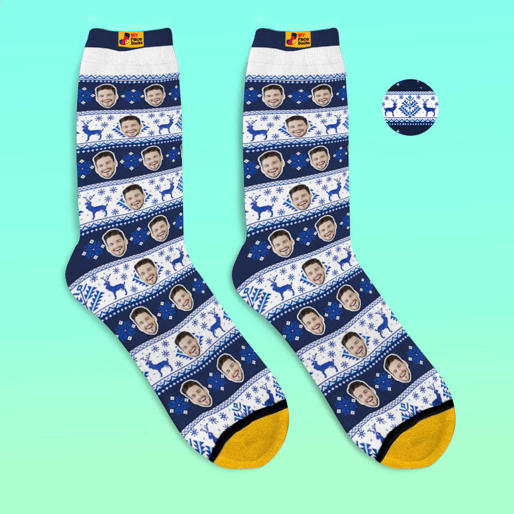 Custom 3D Digital Printed Socks over Nordic Pattern Socks - MyFaceSocksAu