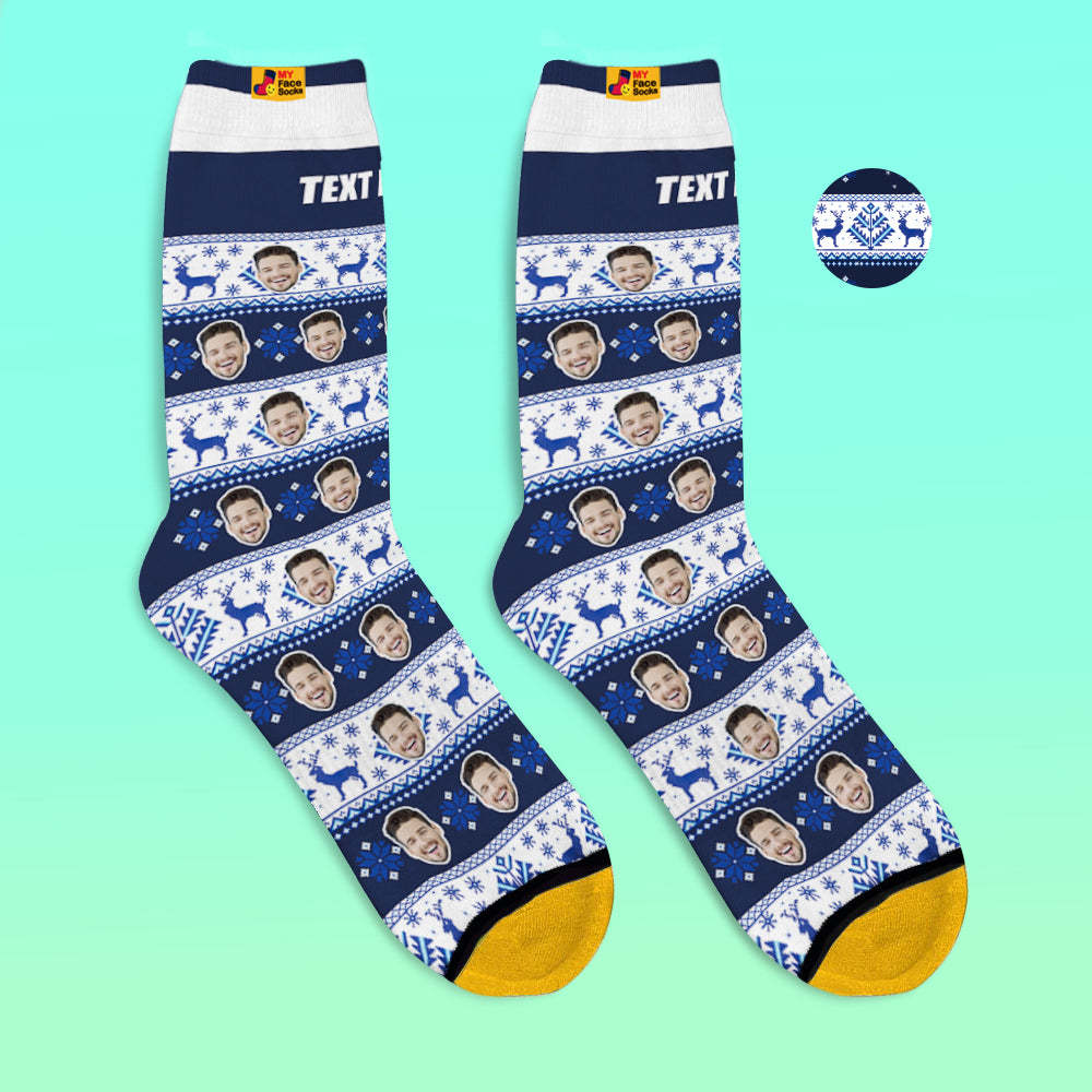 Custom 3D Digital Printed Socks over Nordic Pattern Socks - MyFaceSocksAu