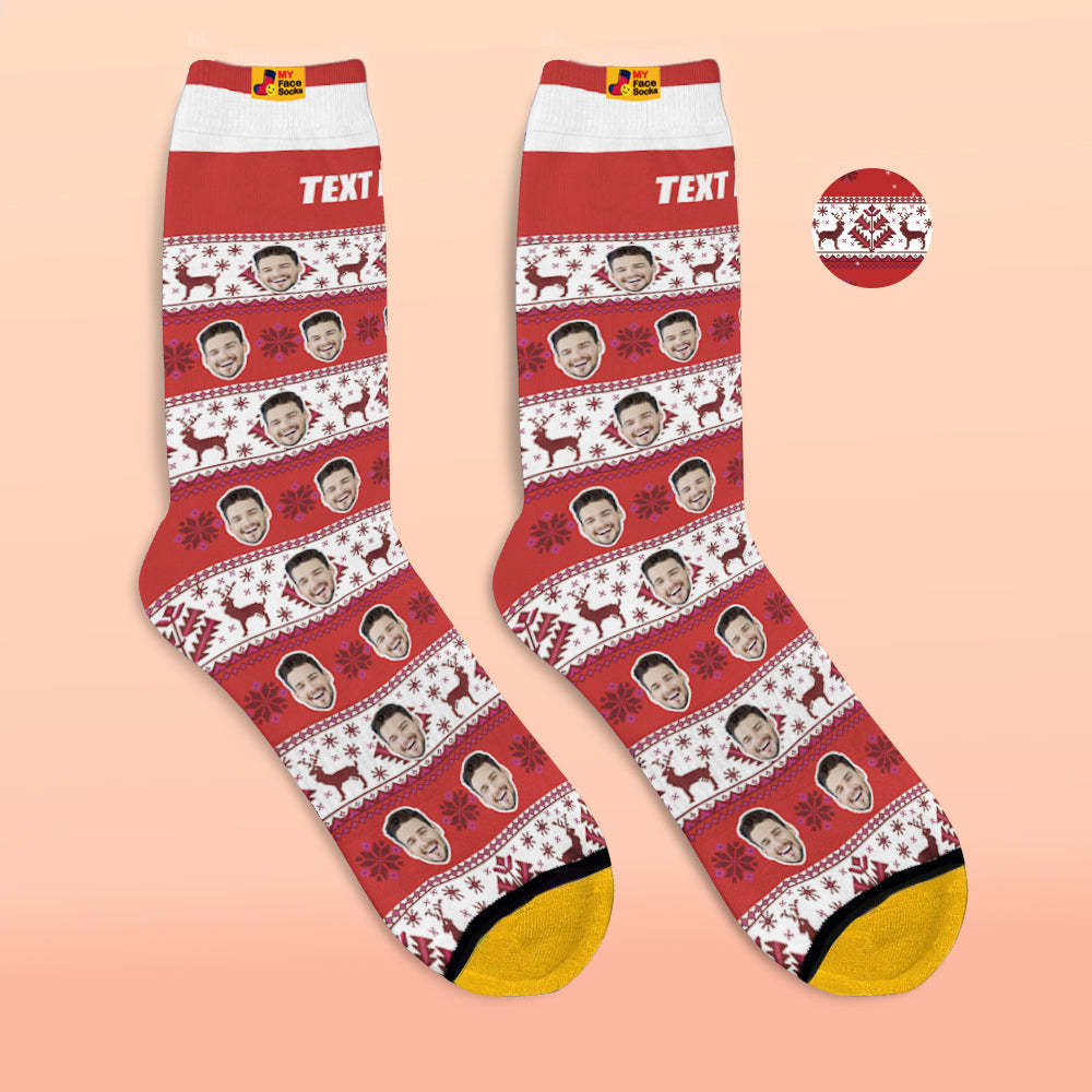 Custom 3D Digital Printed Socks over Nordic Pattern Socks - MyFaceSocksAu