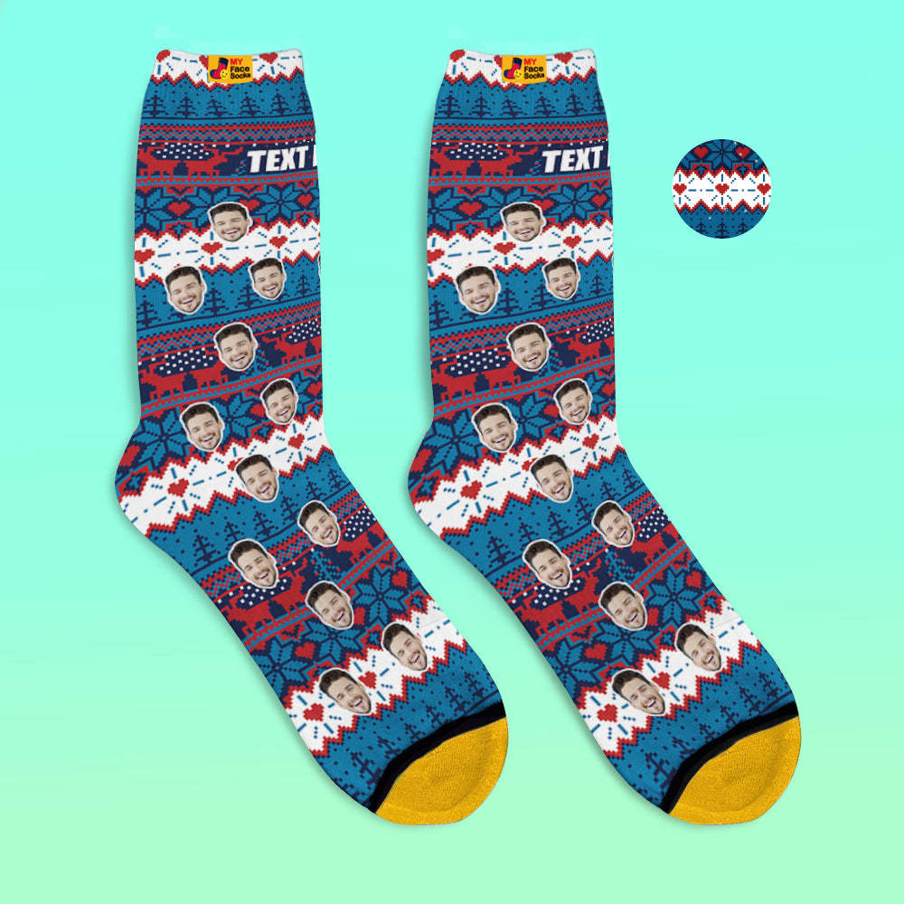 Custom 3D Digital Printed Socks Christmas Vintage Pattern Socks - MyFaceSocksAu