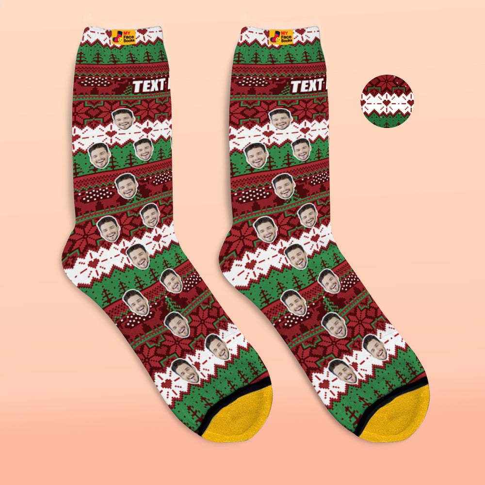 Custom 3D Digital Printed Socks Christmas Vintage Pattern Socks - MyFaceSocksAu