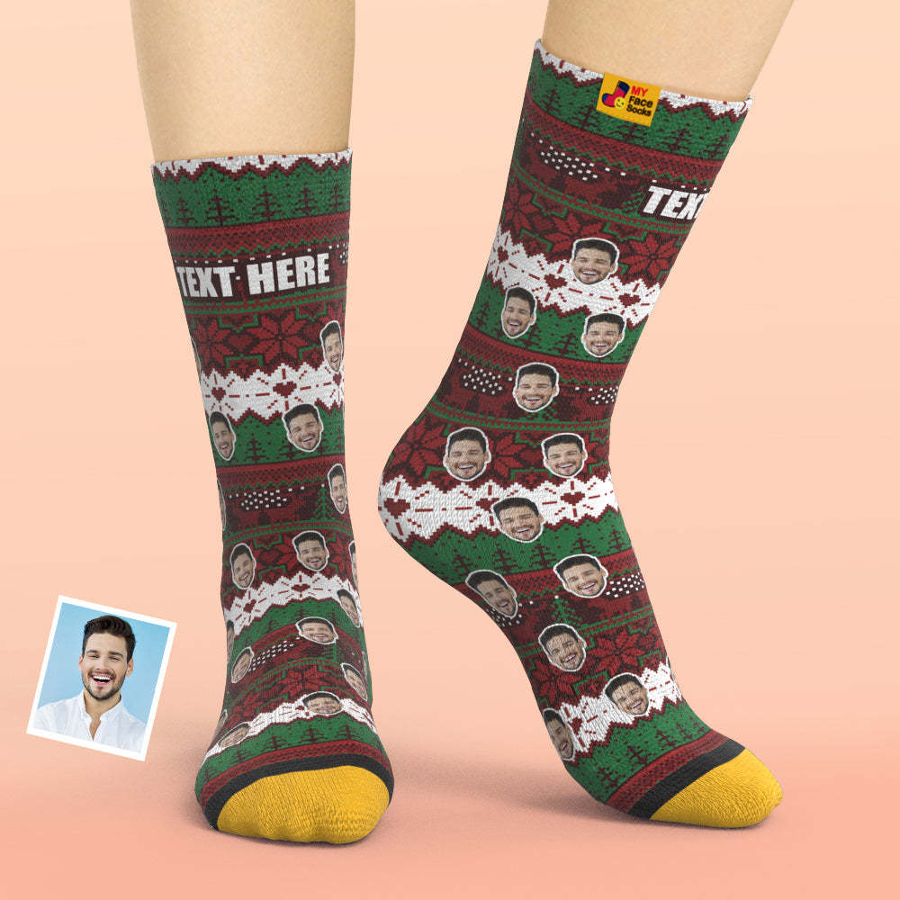 Custom 3D Digital Printed Socks Christmas Vintage Pattern Socks - MyFaceSocksAu