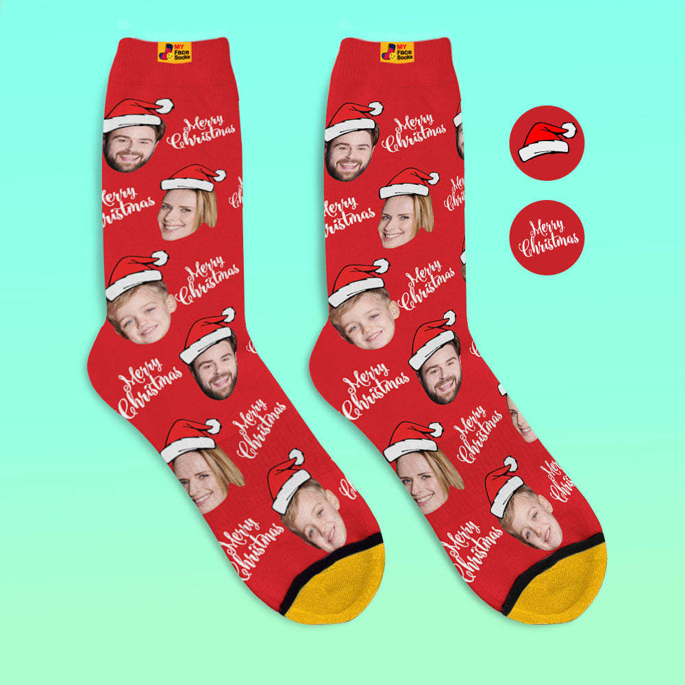 Custom 3D Digital Printed Socks Santa Socks Merry Christmas - MyFaceSocksAu