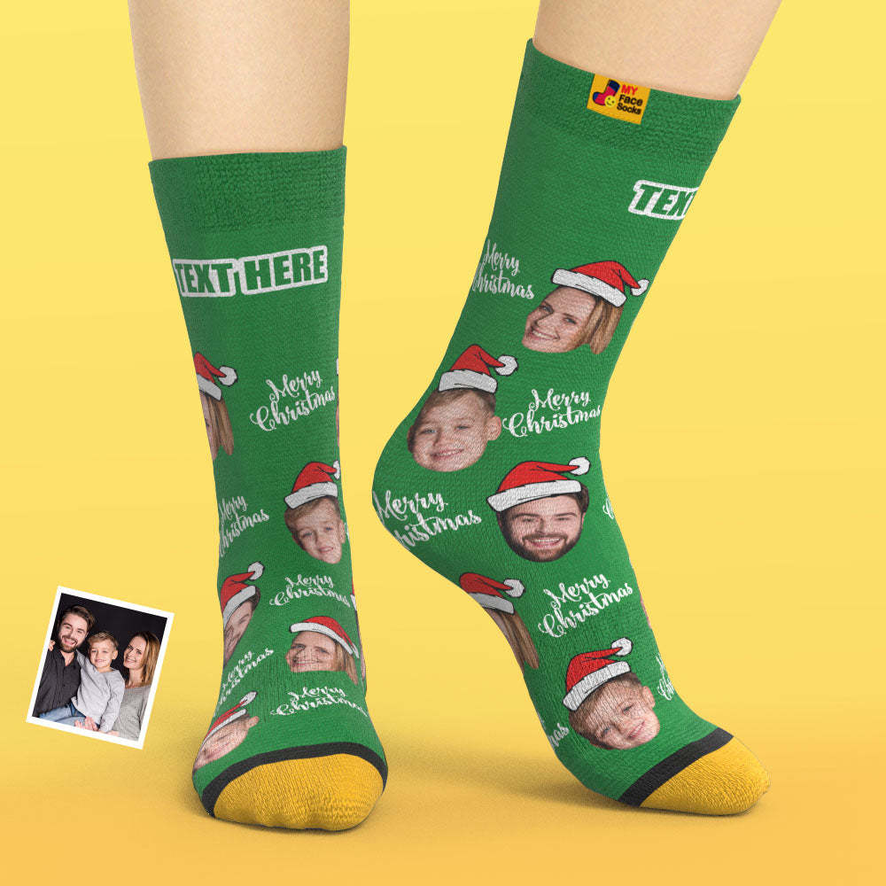 Custom 3D Digital Printed Socks Santa Socks Merry Christmas - MyFaceSocksAu