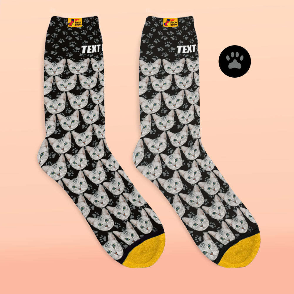Custom 3D Digital Printed Socks Add Pictures and Name Cat - MyFaceSocksAu