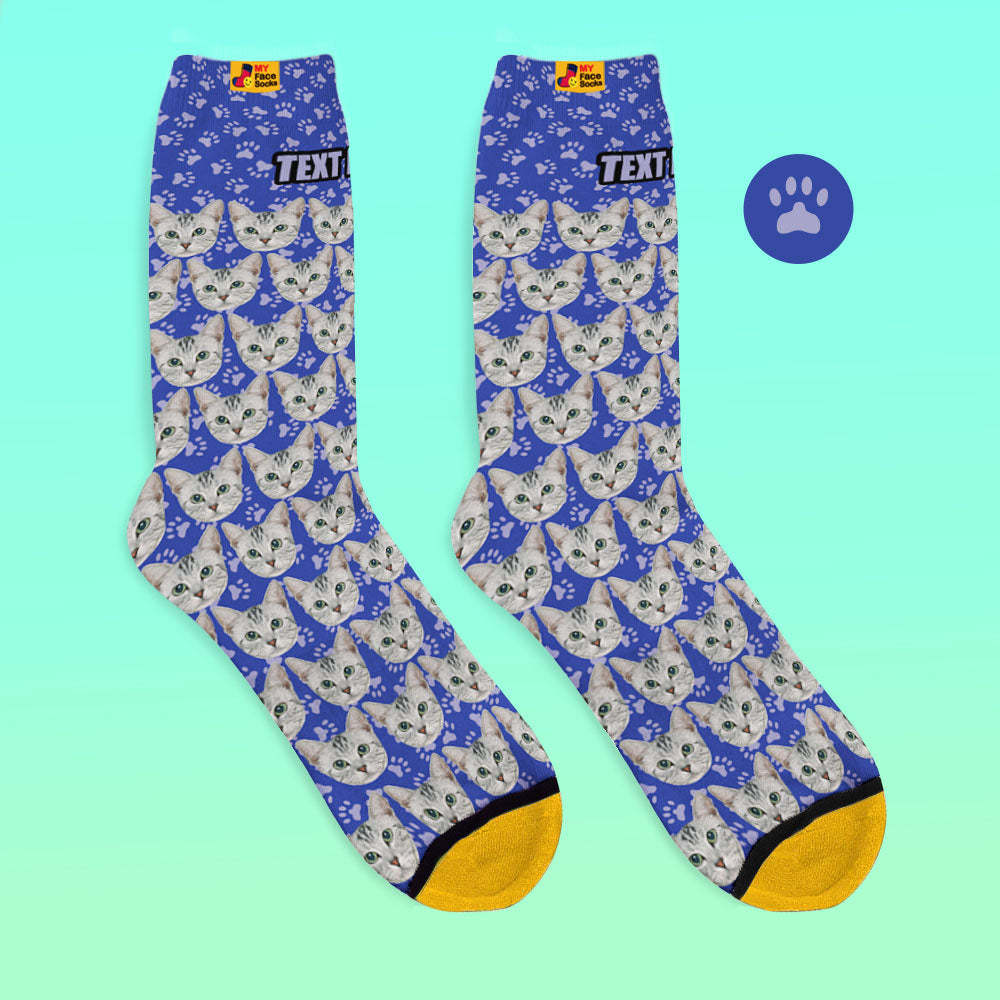 Custom 3D Digital Printed Socks Add Pictures and Name Cat - MyFaceSocksAu