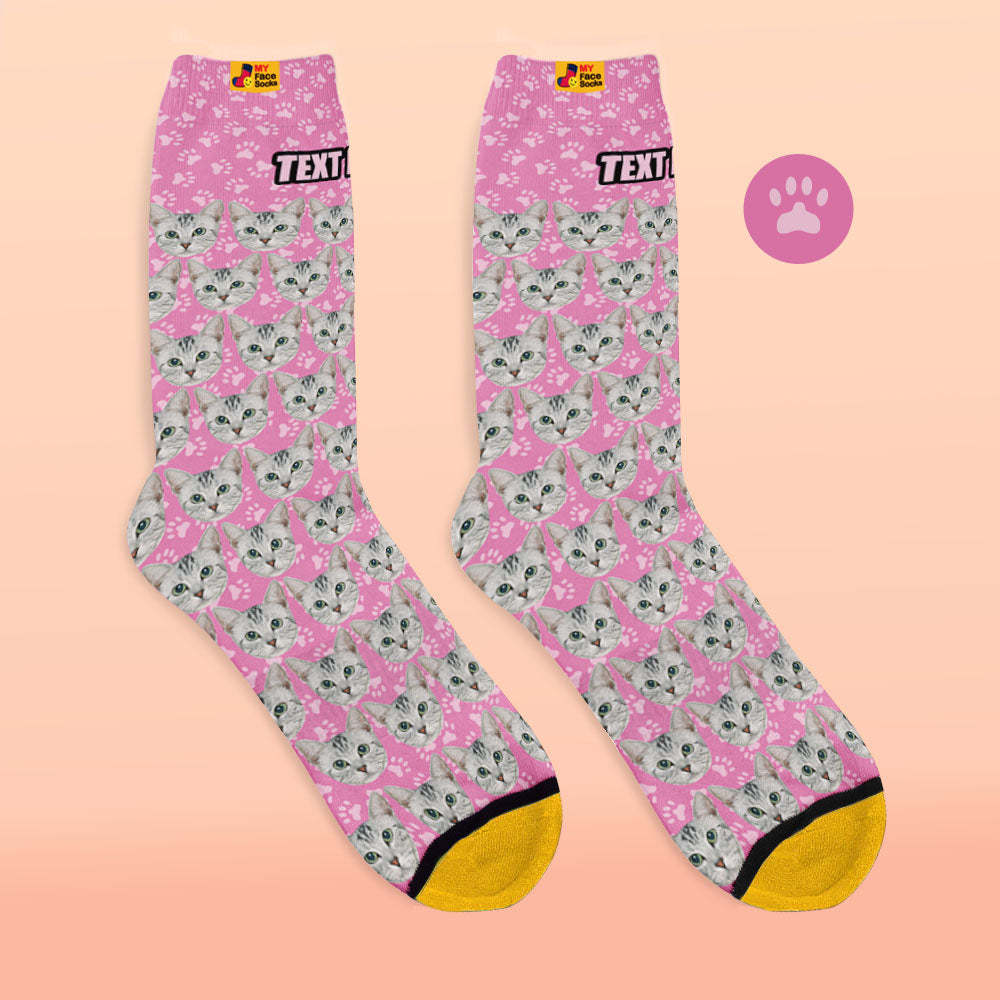 Custom 3D Digital Printed Socks Add Pictures and Name Cat - MyFaceSocksAu
