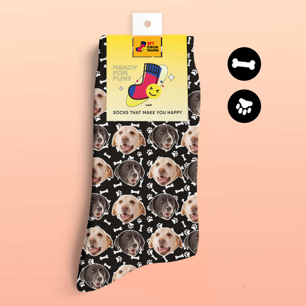 Custom 3D Digital Printed Socks Dog Socks Two Faces - MyFaceSocksAu