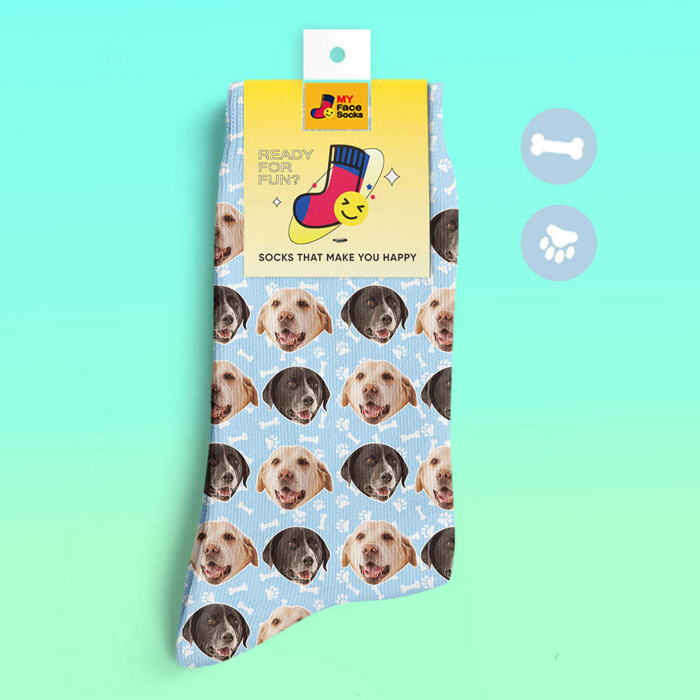 Custom 3D Digital Printed Socks Dog Socks Two Faces - MyFaceSocksAu