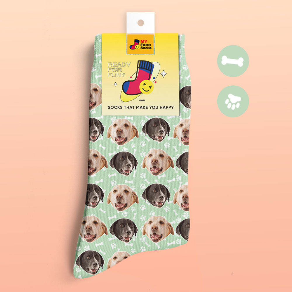 Custom 3D Digital Printed Socks Dog Socks Two Faces - MyFaceSocksAu