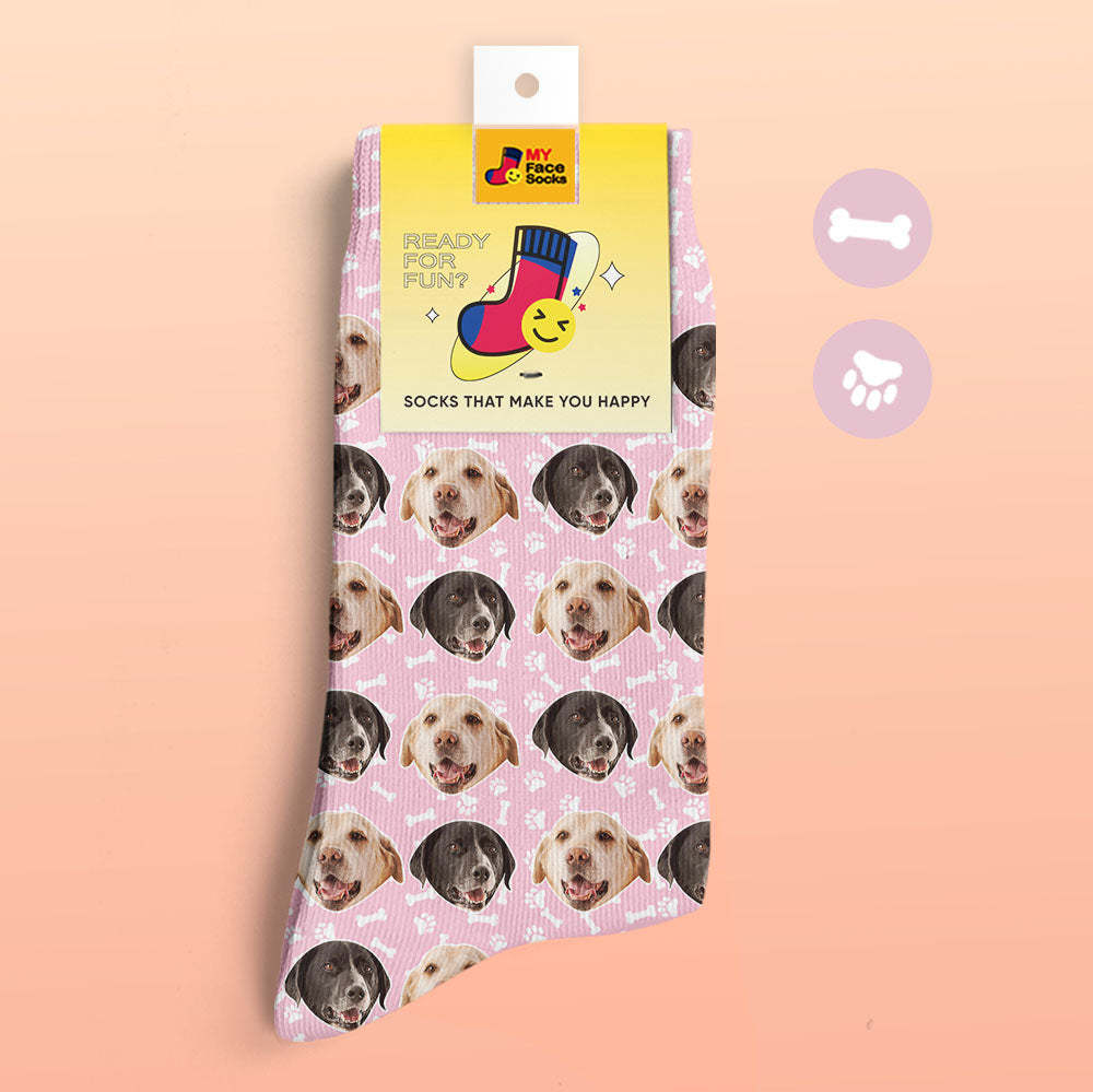 Custom 3D Digital Printed Socks Dog Socks Two Faces - MyFaceSocksAu