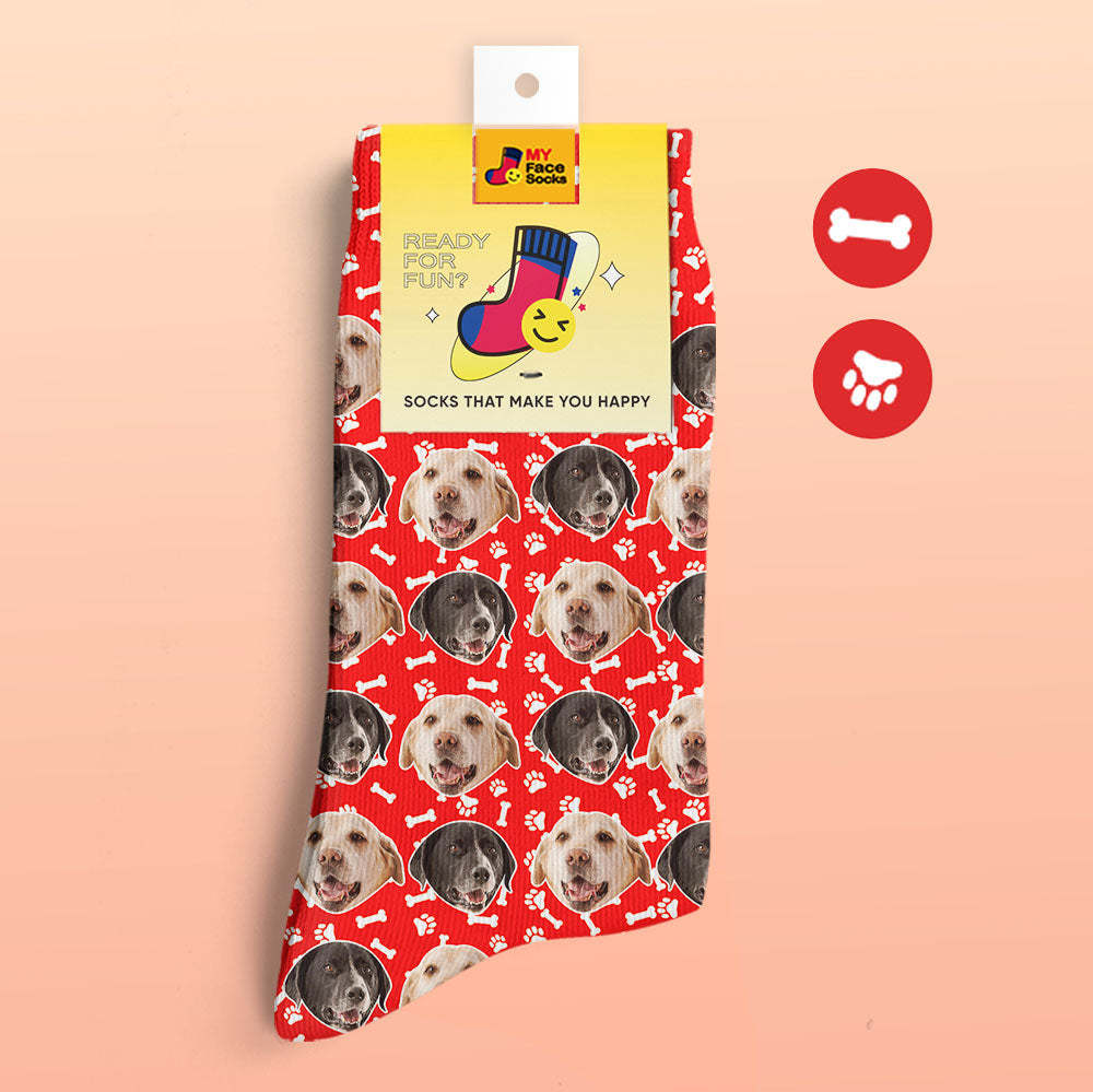 Custom 3D Digital Printed Socks Dog Socks Two Faces - MyFaceSocksAu