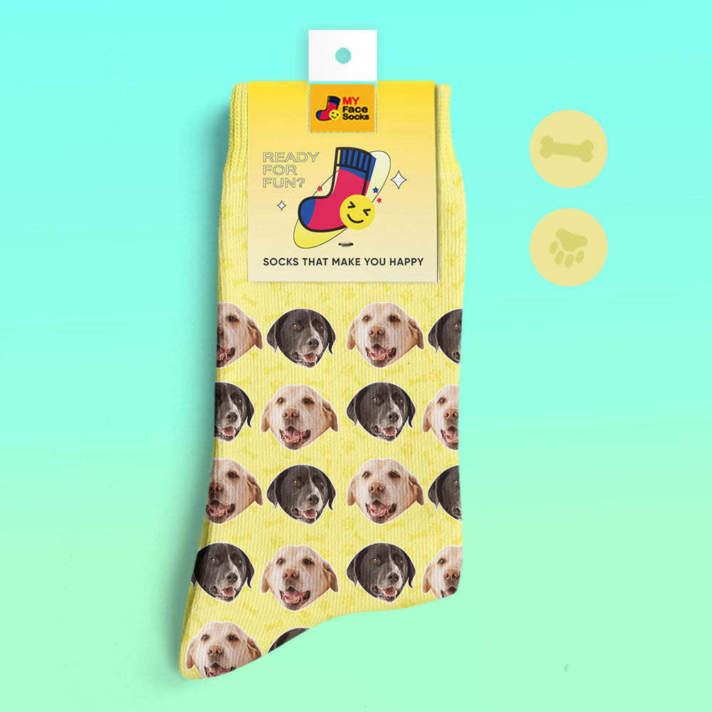 Custom 3D Digital Printed Socks Dog Socks Two Faces - MyFaceSocksAu