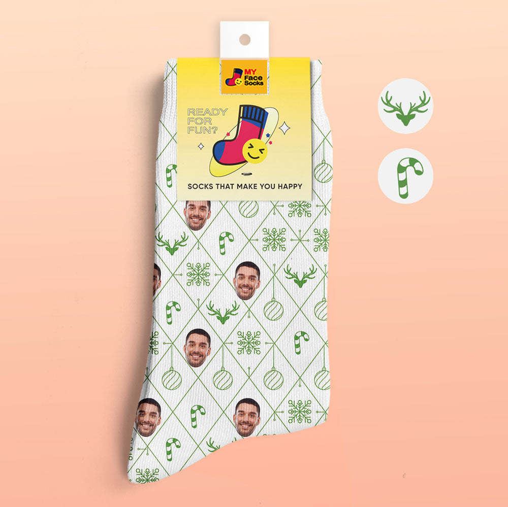 Custom 3D Digital Printed Socks Lattice Element Christmas Face Socks - MyFaceSocksAu