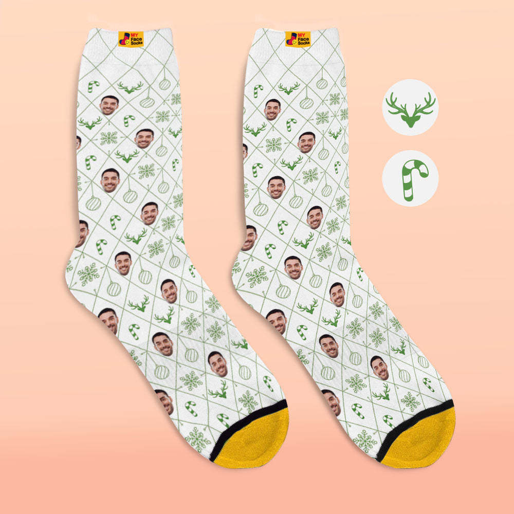 Custom 3D Digital Printed Socks Lattice Element Christmas Face Socks - MyFaceSocksAu