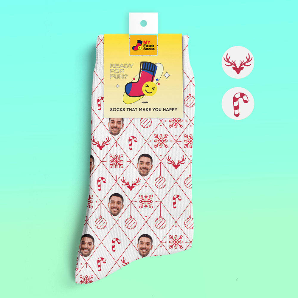 Custom 3D Digital Printed Socks Lattice Element Christmas Face Socks - MyFaceSocksAu