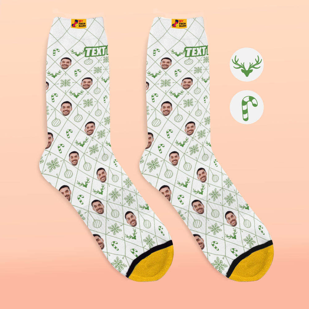 Custom 3D Digital Printed Socks Lattice Element Christmas Face Socks - MyFaceSocksAu