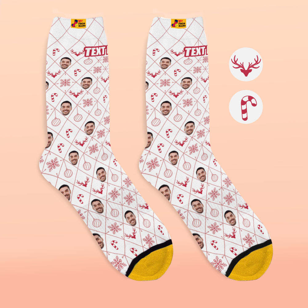 Custom 3D Digital Printed Socks Lattice Element Christmas Face Socks - MyFaceSocksAu