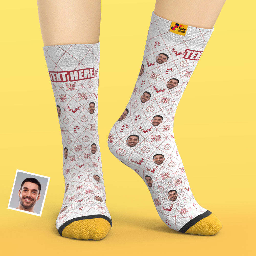 Custom 3D Digital Printed Socks Lattice Element Christmas Face Socks - MyFaceSocksAu