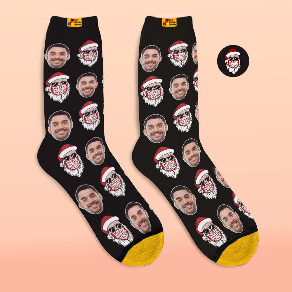 Custom 3D Digital Printed Socks Christmas Socks Santa Claus Merry Christmas - MyFaceSocksAu