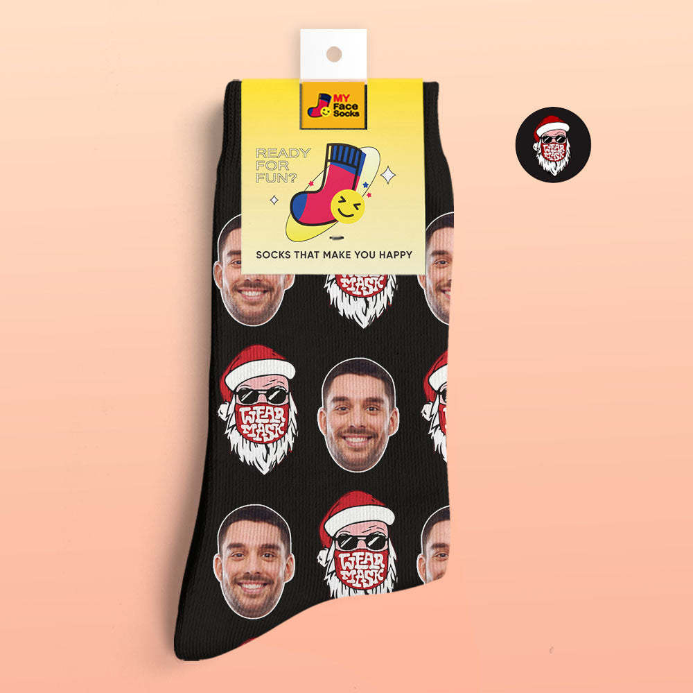 Custom 3D Digital Printed Socks Christmas Socks Santa Claus Merry Christmas - MyFaceSocksAu