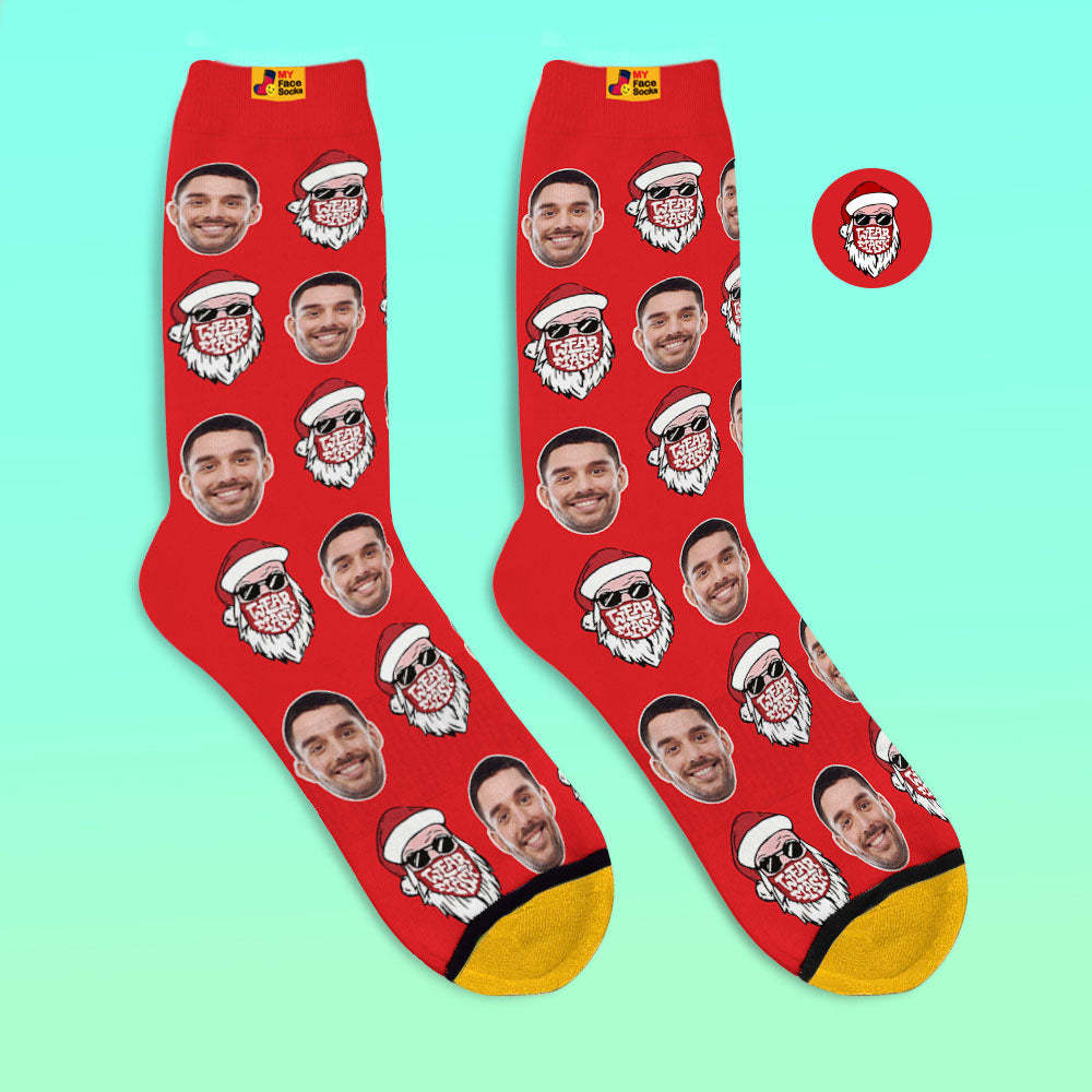 Custom 3D Digital Printed Socks Christmas Socks Santa Claus Merry Christmas - MyFaceSocksAu