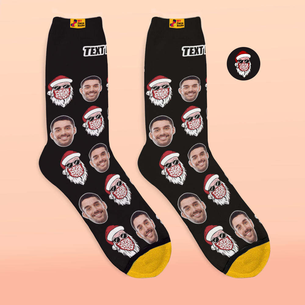 Custom 3D Digital Printed Socks Christmas Socks Santa Claus Merry Christmas - MyFaceSocksAu