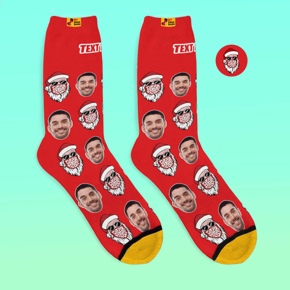 Custom 3D Digital Printed Socks Christmas Socks Santa Claus Merry Christmas - MyFaceSocksAu