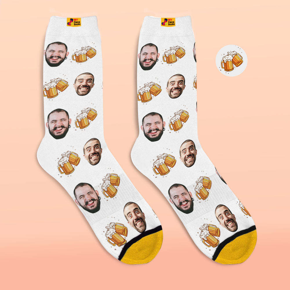 Custom 3D Digital Printed Socks Father's Day Gifts Beer Cheers - MyFaceSocksAu