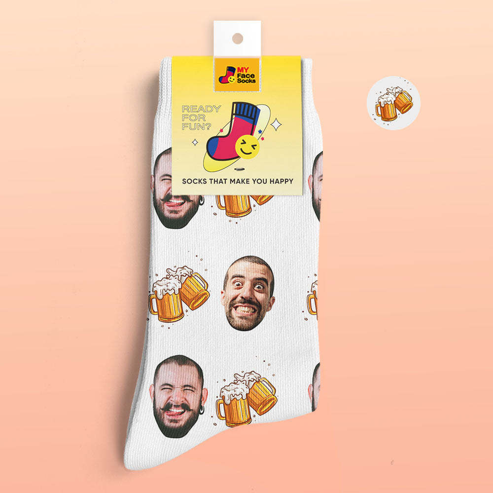 Custom 3D Digital Printed Socks Father's Day Gifts Beer Cheers - MyFaceSocksAu