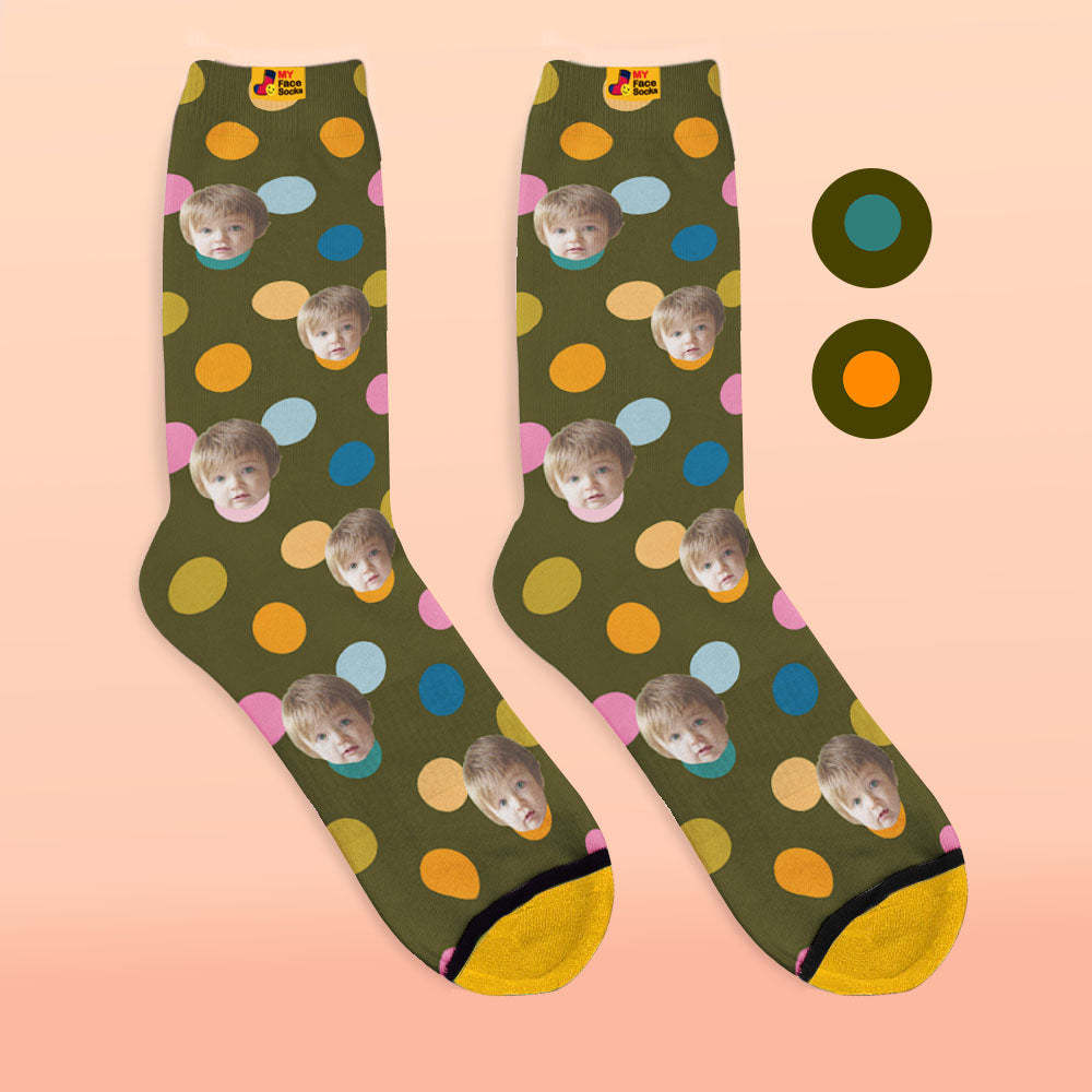 Custom 3D Digital Printed Socks Add Pictures and Name Your Face On Dots - MyFaceSocksAu
