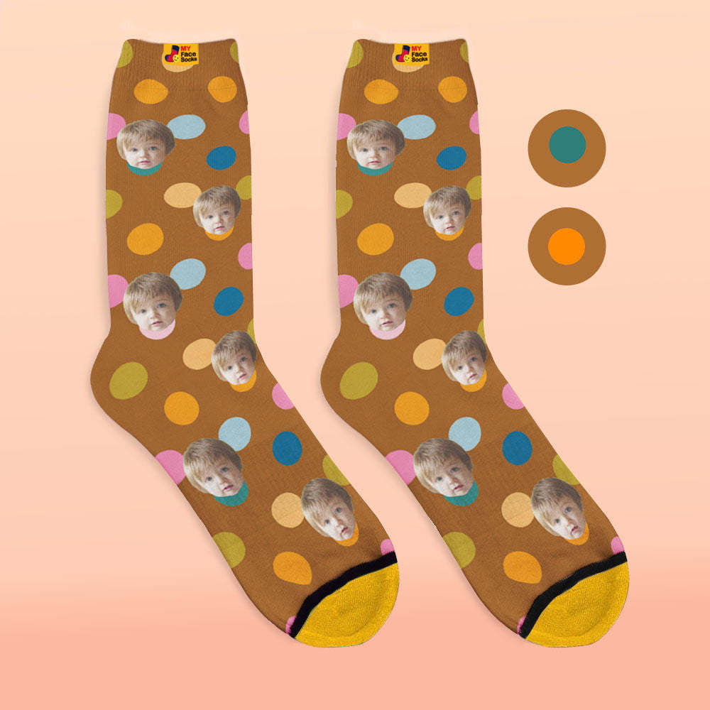 Custom 3D Digital Printed Socks Add Pictures and Name Your Face On Dots - MyFaceSocksAu